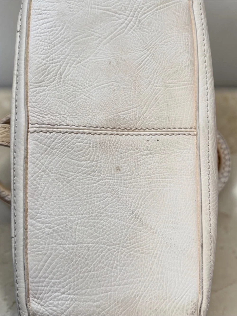 Celine Cream Leather Satchel with Gold Hardware